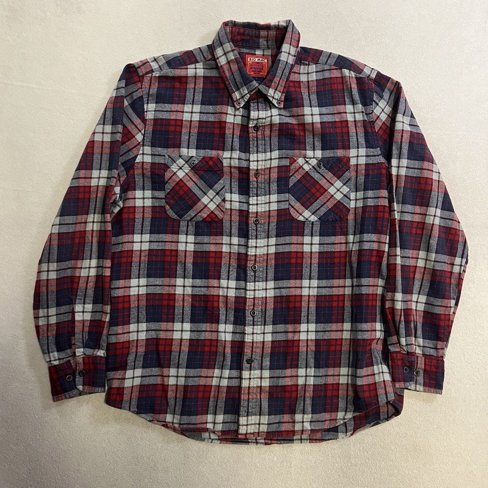 Vintage JC Pennys BIG MAC Plaid Flannel Shirt Men's Size Large Workwear